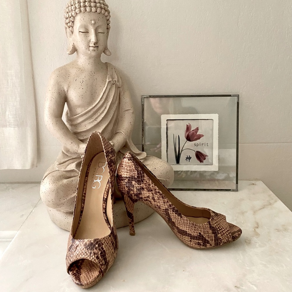 Faux snakeskin heels